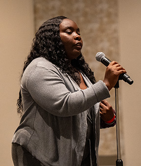 Z'Leah Liburd sings during the national convention talent show.