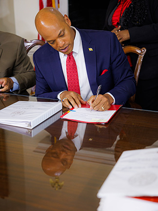 Governor Wes Moore signed funding for the Museum of the Blind People&rsquo;s Movement after the Maryland Board of Public Works meeting.