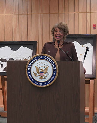 Ever Lee Hairston speaks to the attendees.