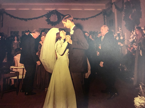 Cathy and Bob dance at their wedding.