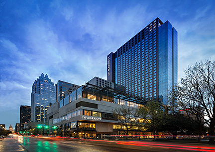The JW Marriott at dusk.