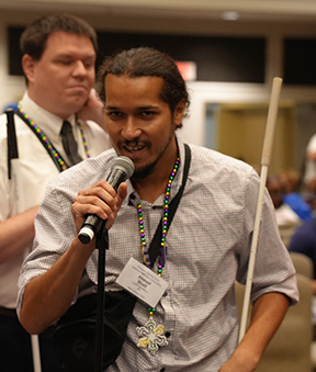 Ahmad Shafi addresses the convention in New Orleans, LA.