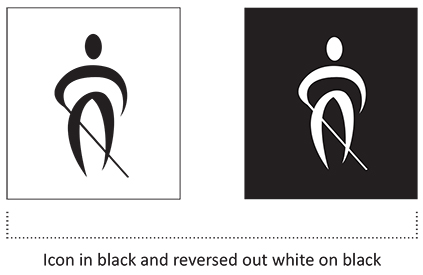 Icon in black and reversed out white on black