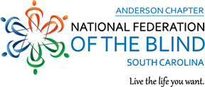 The NFB of South Carolina rectangle logo with Anderson Chapter in a straight line and underlined above the words National Federation.