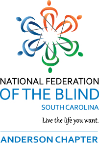 The NFB of South Carolina square logo with a line and Anderson Chapter in a straight line below the words live the life you want.