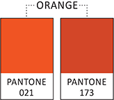 Orange Colors: Left: Pantone 021 Right Pantone 173