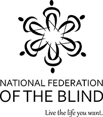 The square National Federation of the Blind logo in black ink.