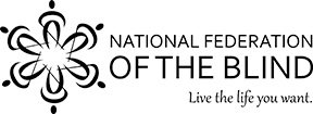 The rectangular National Federation of the Blind logo in black ink.
