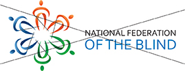 A version of the NFB logo with the symbol very large and the text small. There is an X over all elements.