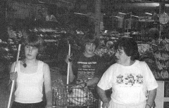 Picture of Pat Jones grocery shopping with the two 11-year-old girls.
