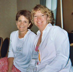 Jill Weatherd (right) and teacher, Wendy Almeda, relax during a workshop break at the 2005 convention