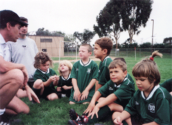 Soccer is a great way to learn teamwork. (Kyra, far right, age 5)