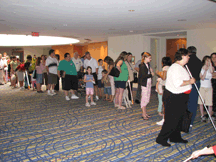 You�ll need to be there awfully early to beat out most of these eager Braille readers for first look at the selections. The line began to form long before the doors were set to open.