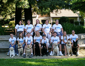 Camp GDB: the first class of 2008 poses with their instructors and counselors from Guide Dogs for the Blind.