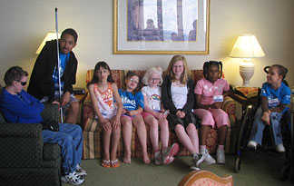 Some of the Braille Readers are Leaders winners gathered at the 2009 National Convention. Pictured here (left to right) are Daniel Dintzner,&nbsp;Jordan Richardson, Gabriella Welsh, Anna Walker, Emma Tubberville, Megan Palmer, Kalah Dolman, and Gabby Nicholas.