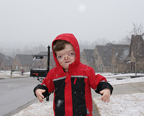 Bundled up for winter weather, Jack experiences a snowstorm. 