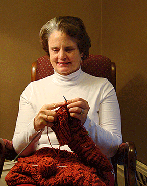 Barbara Pierce, knitting 