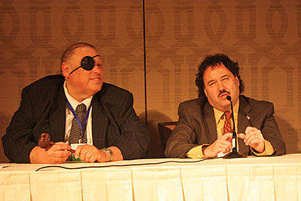 Parnell Diggs (right) and Charlie Brown take part in the Mock Trial sponsored by the National Association of Blind Lawyers. 