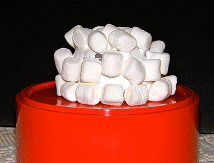 An igloo made of marshmallows and icing.