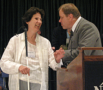 Deborah Kent Stein with Braille Monitor editor Gary Wunder