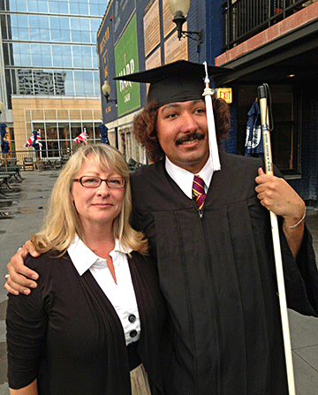 Carrie Gilmer with her son, Jordan Richardson, at his college graduation
