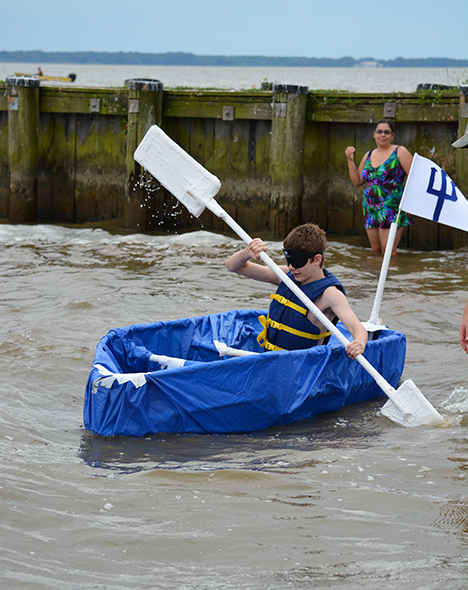 Jamison Hunter paddles his canoe against the incoming tide at Gunpowder State Park in Maryland during STEM EQ.