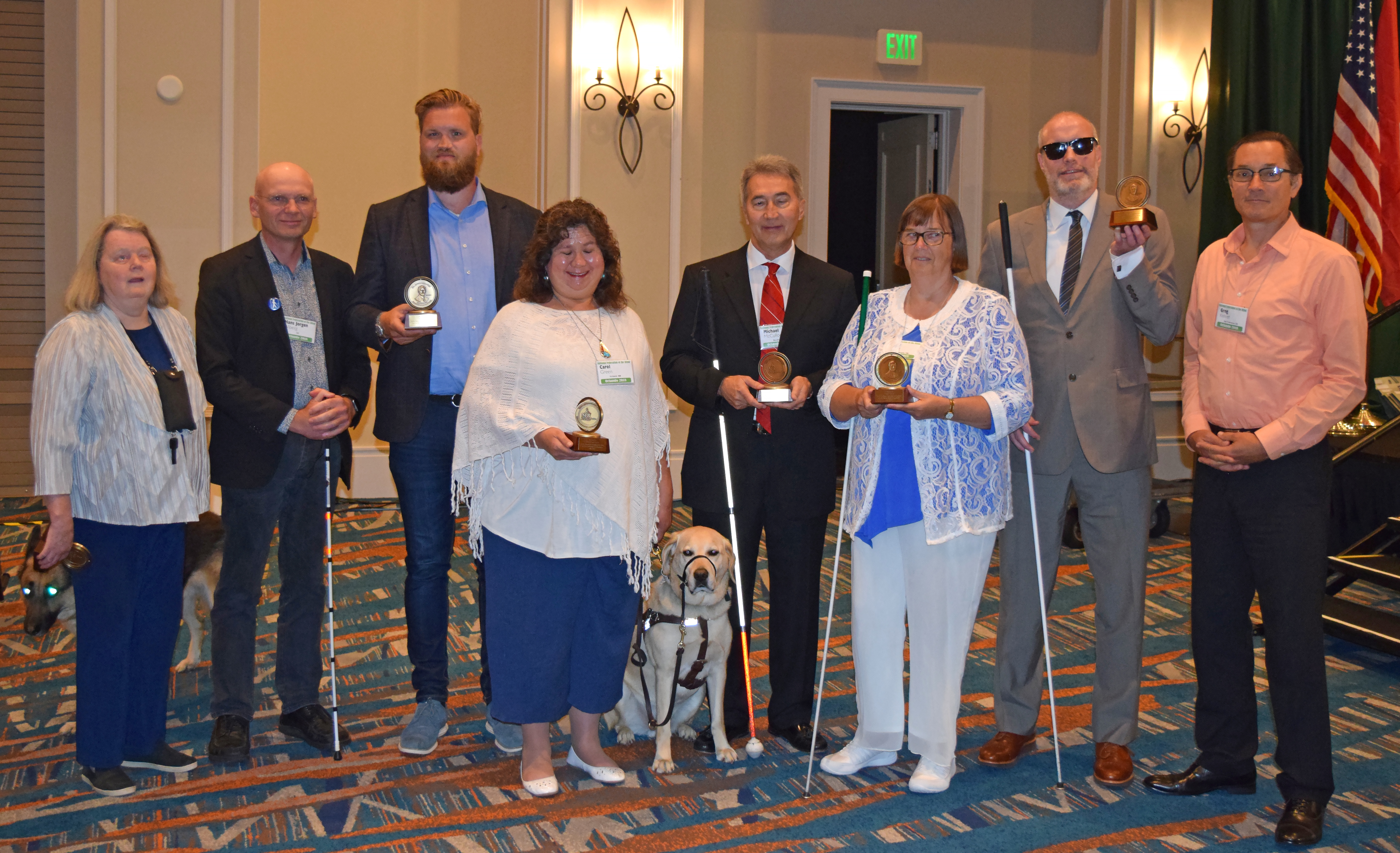 Group photo of the 2018 Dr. Jacob Bolotin Award recipients. Left to right: Marion Elmquist, Hans Jorgen Wilberg, Christian Erfurt, Carol Begay Green, Michael McCulloch, Peggy Chong, Scott Blanks, and Greg Kehret.