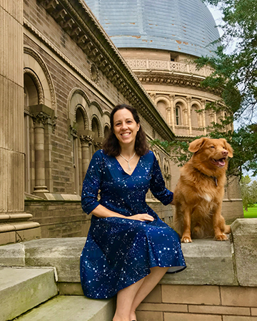 Portrait of Kate Meredith and her guide dog, Ranger