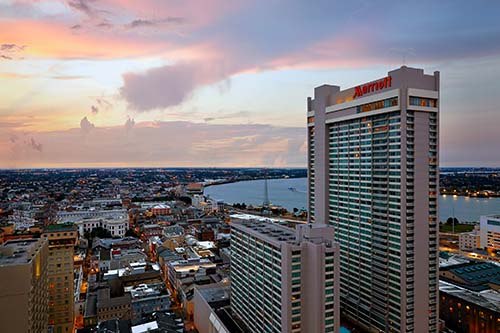 An aerial view of the New Orleans Marriott