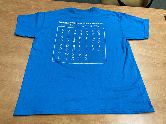 Every participant in the contest receives a Braille Readers Are Leaders T-shirt like this one.
