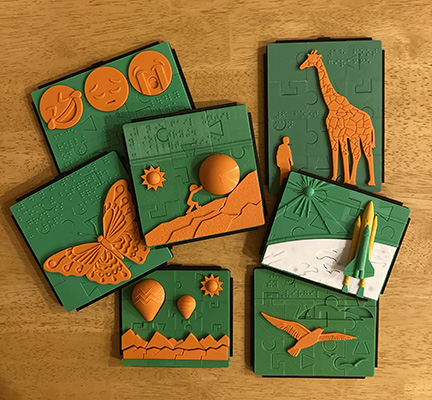 A collection of 3-D puzzles.