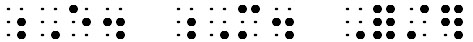 Simulated braille; grade 1 symbol indicators precede both the "E" and the "M" in "E. M. Forster".