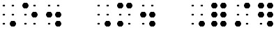 Simulated braille; grade 1 symbol indicators are not shown either before the "e" or the "m" in "E. M. Forster".