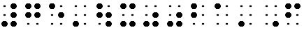 Simulated braille; the degrees symbol shows as eight braille characters not related to a degrees symbol in "75°F"