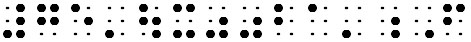 Simulated braille; the degrees symbol shows as eight braille characters not related to a degrees symbol in "75°F", and a grade 1 symbol precedes the "F".