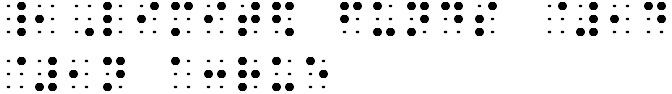 Simulated braille; in "limited funds do not accrue", "limited" is shown underlined", and the words "do not" are preceded by transcriber-defined typeform indicators to indicate strikethrough.