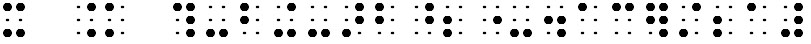 Simulated braille; the quadratic formula is brailled using Nemeth Code.