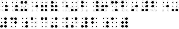 Simulated braille; the quadratic formula is brailled using Unified English Braille.