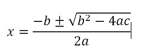 The quadratic formula in print.
