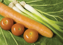 Tomatoes, onions and carrots