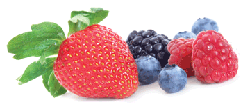 Berries laying in a bunch.
