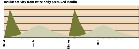 Insulin activity from twice daily premixed insulin
