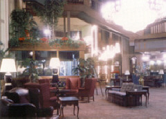 The lobby of the Galt House Hotel