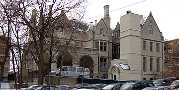 The elevator addition on the north side of the mansion