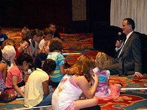 Each year at the opening-day NOPBC seminar, President Maurer sits down with the kids to discuss blindness.