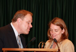 Lara Oerter accepts the award for Blackboard.