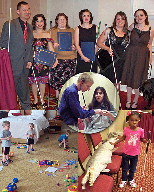 Our lead photograph this month is a collage from the most recent convention of the National Federation of the Blind of Louisiana.