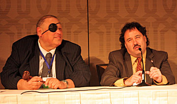Charlie Brown and Scott LaBarre participate in the annual mock trial in which real cases and a dose of humor make the legal process entertaining.