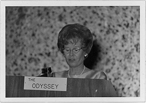 Jean Dyon Norris addressing a group in the 1950s