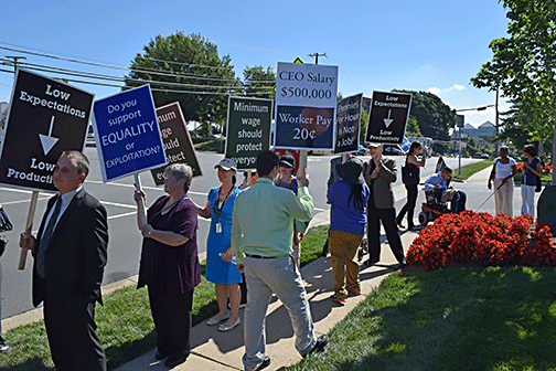 Blind and sighted, those who walked with canes, and those who used wheelchairs all joined in at the protest.